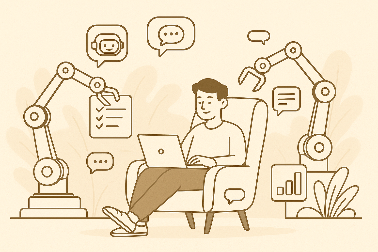 Person relaxing in armchair with laptop